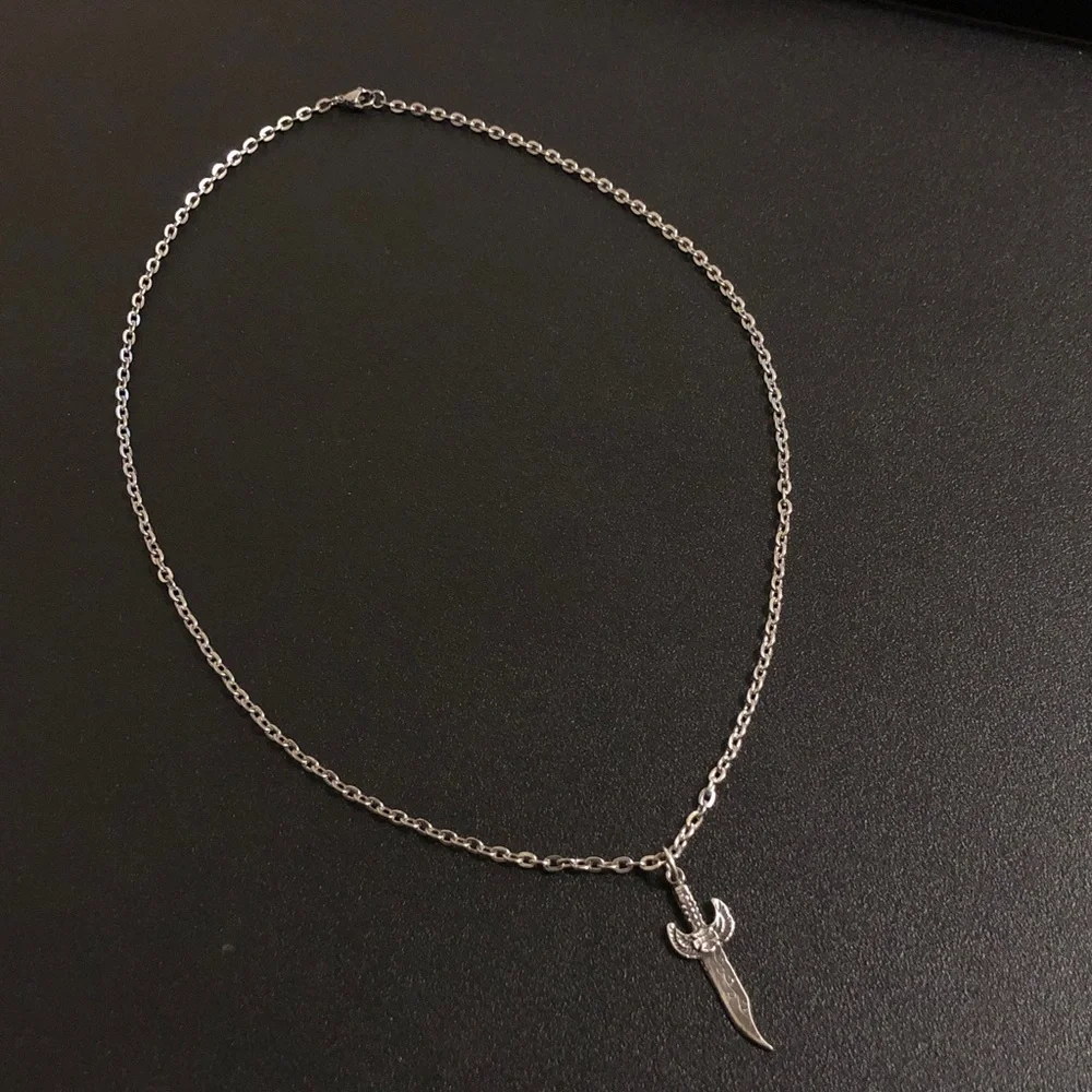 Harley Davidson Silver-Tone Dagger Pendant Necklace